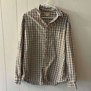 Merona Blue and Yellow Casual Button Down Shirt casual plaid fall work